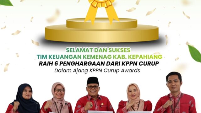 Dominasi KPPN Curup Awards, Kemenag Kepahiang Kantongi 6 Penghargaan Sekaligus
