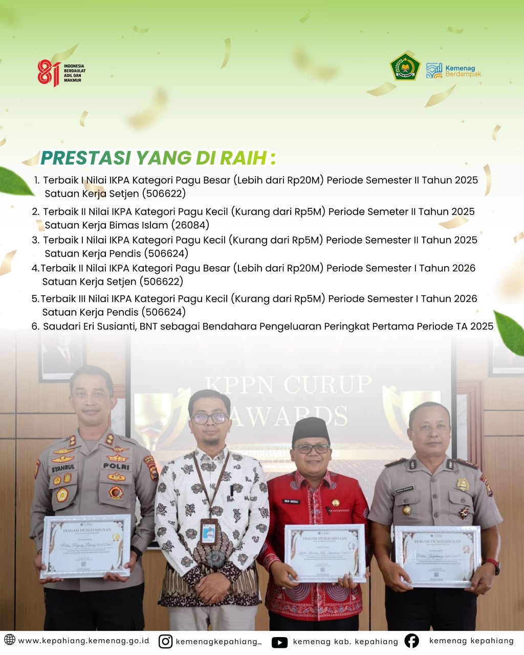 Dominasi KPPN Curup Awards, Kemenag Kepahiang Kantongi 6 Penghargaan Sekaligus 5 e692cf0d 1961 496b bd03 8140eed2c2cb